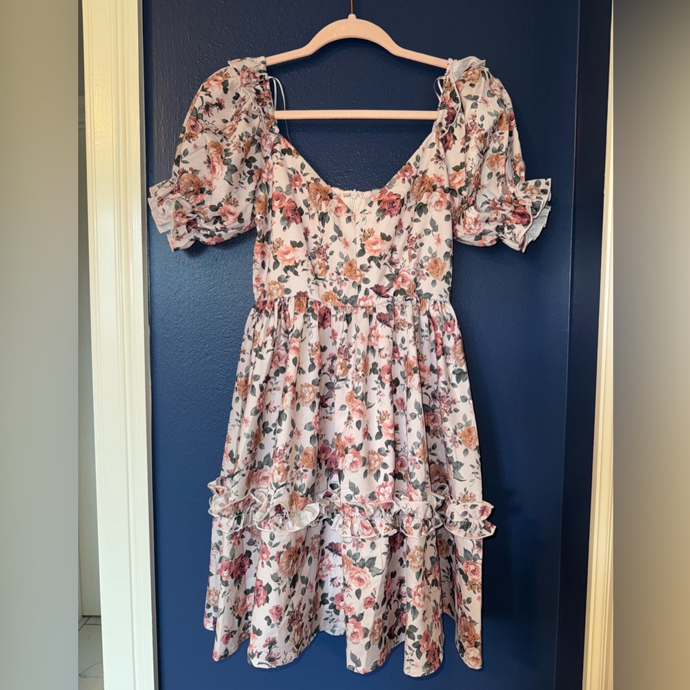 Altar'd State Floral Mini Dress - Pink and White